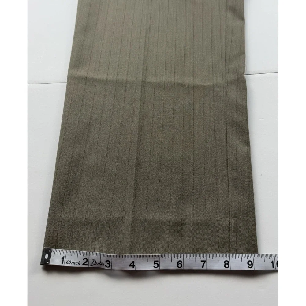 NWT Concepts by Claiborne Wool Dress Pants 44x32 Taupe Pinstripe Flat Front